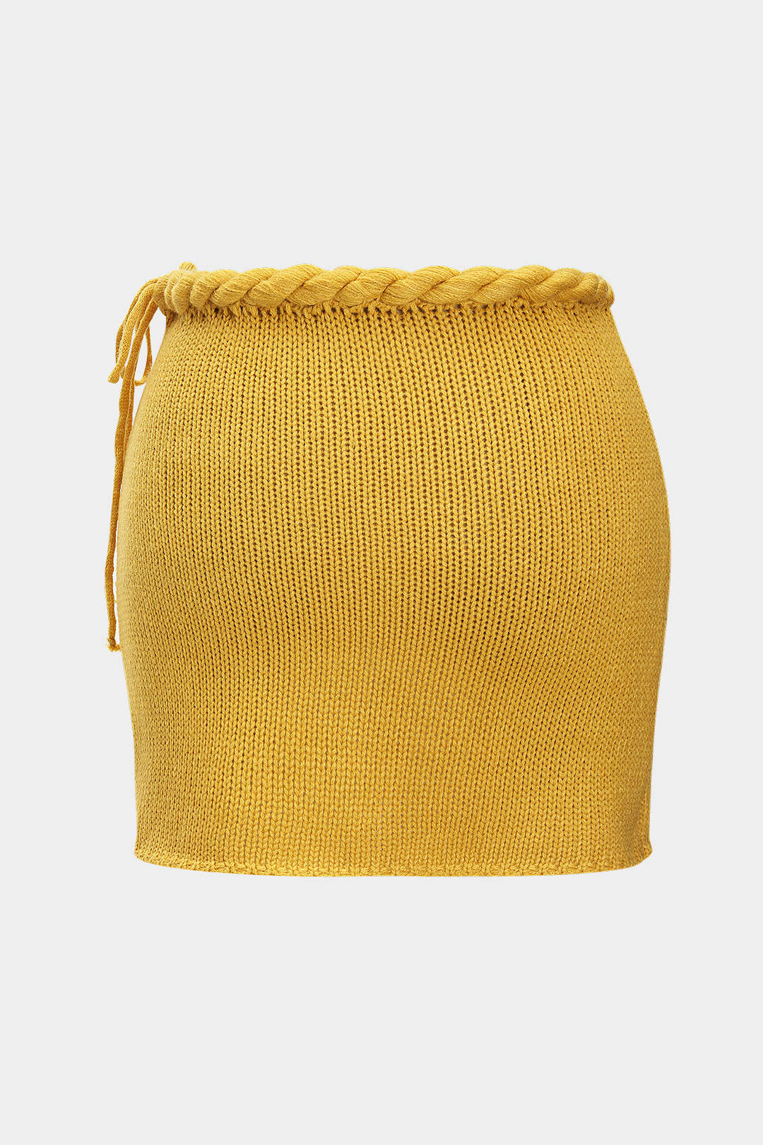 Plus Size Knitted Braided Trim Tie-Up Skirt