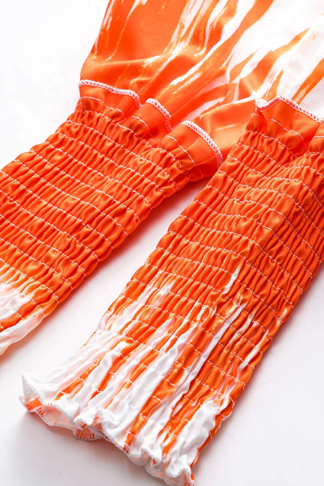 Tropical Print Ruffled V-Neck Tie-Front Top and Ruched High-Waist Wide-Leg Pants Set