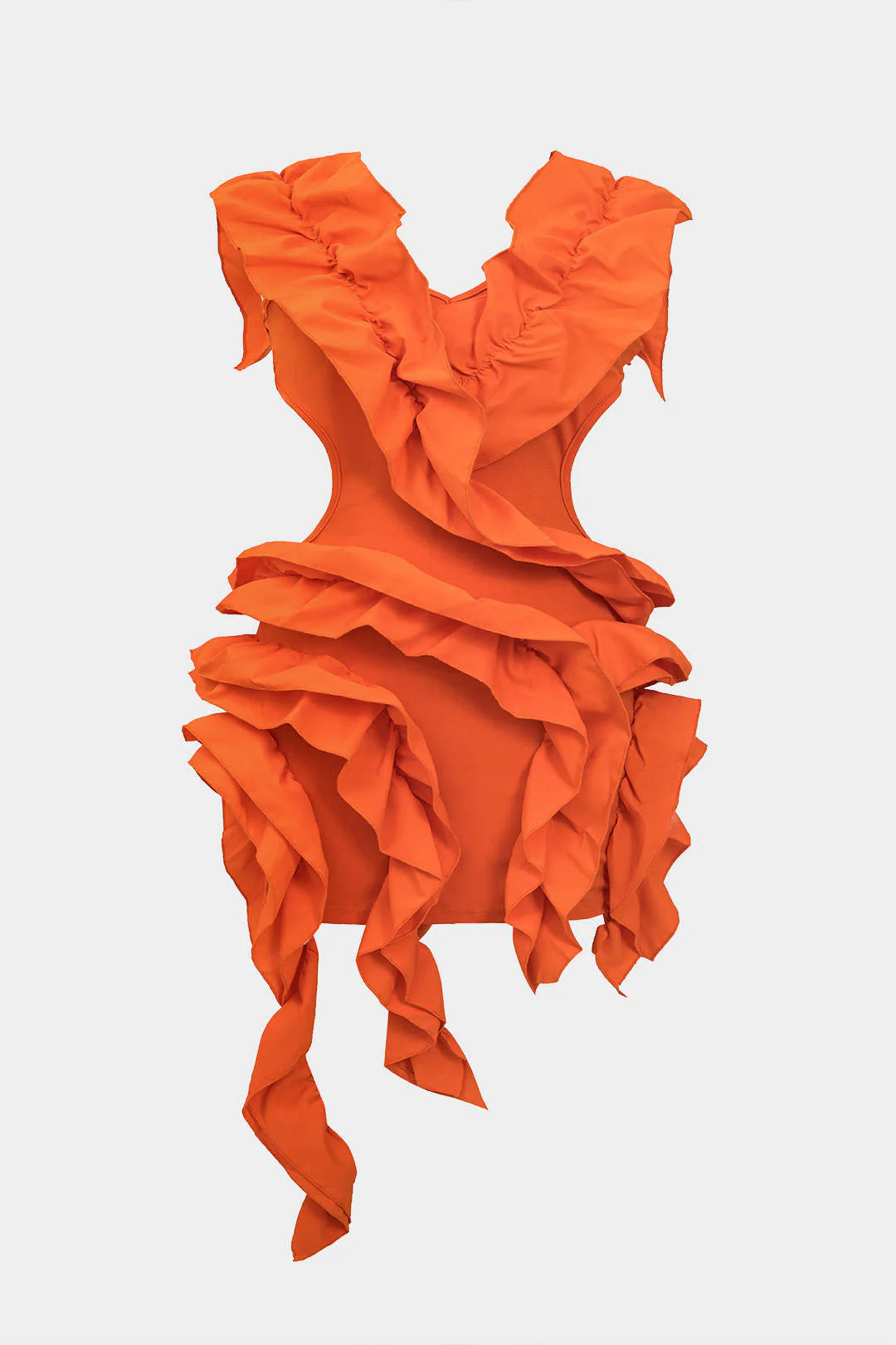 Plus Size Ruffle Backless Cut Out Sleeveless Mini Dress