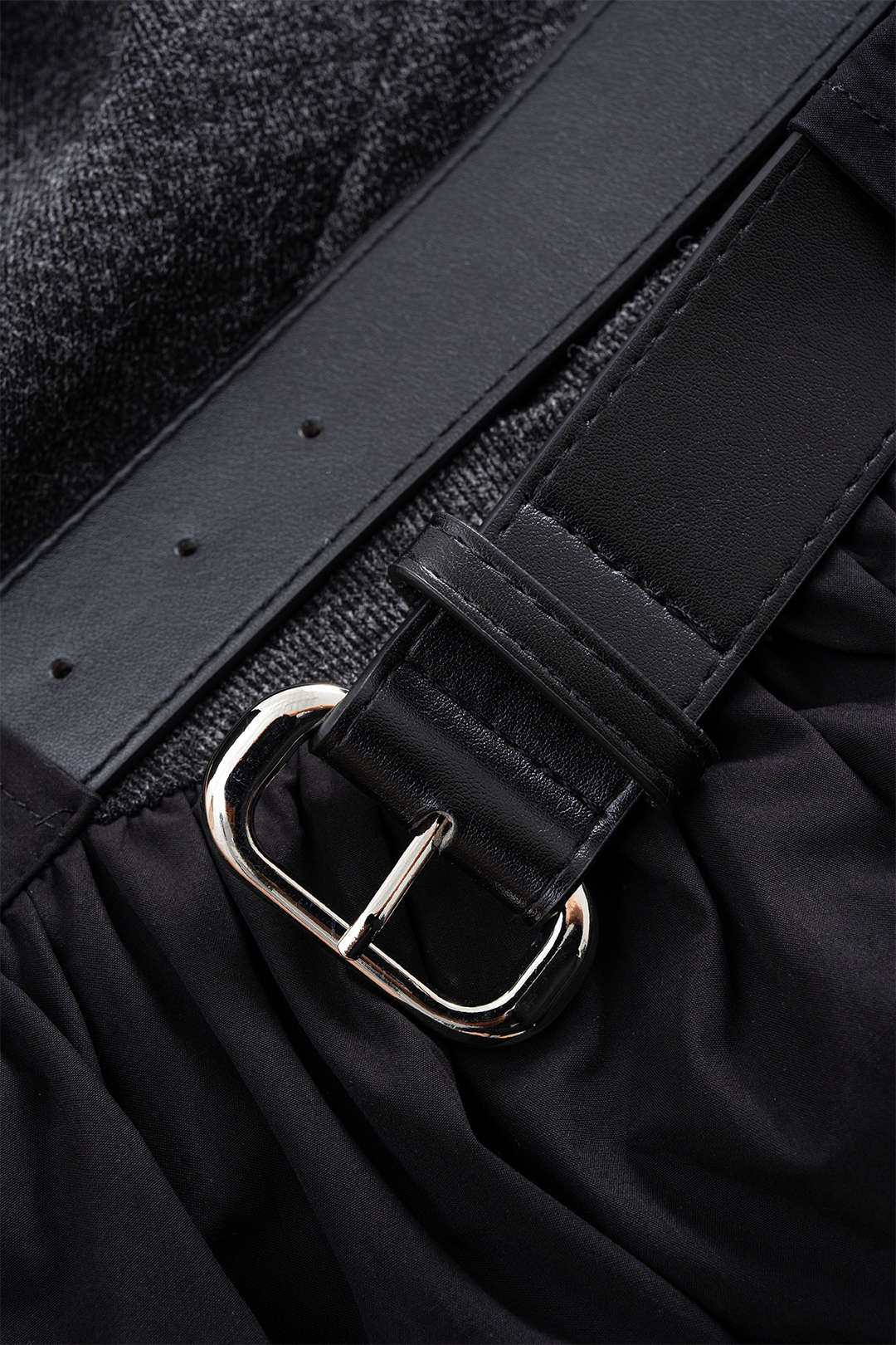 Mock Neck Patchwork Belted Short Sleeve Mid-length Dress