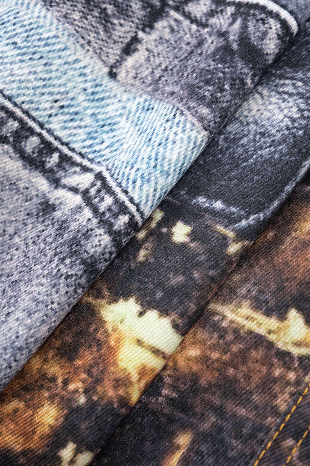 Printed High-Waisted Pocket Denim Skirt