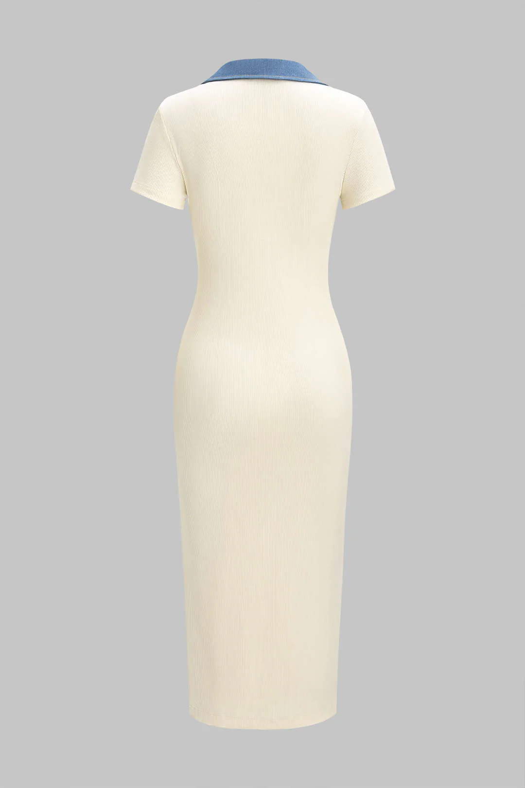 Patchwork Denim Short Sleeve Midi Dress