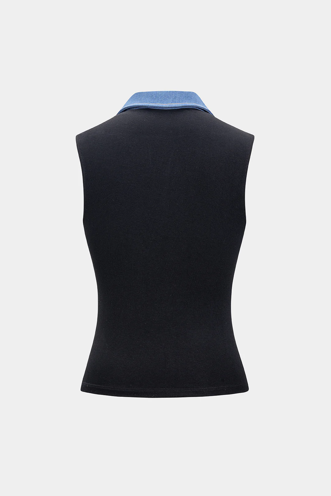 Denim Button Patchwork Sleeveless Tank Top