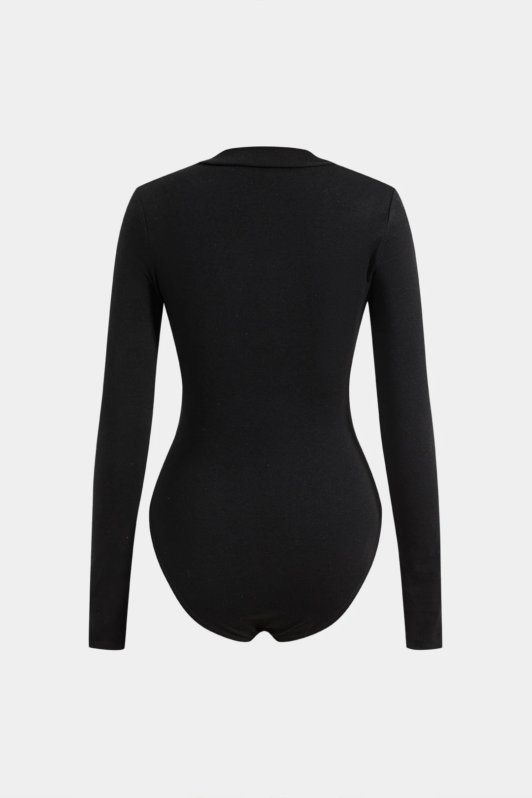 Faux Leather Crossed V-Neck Long-Sleeve Bodysuit