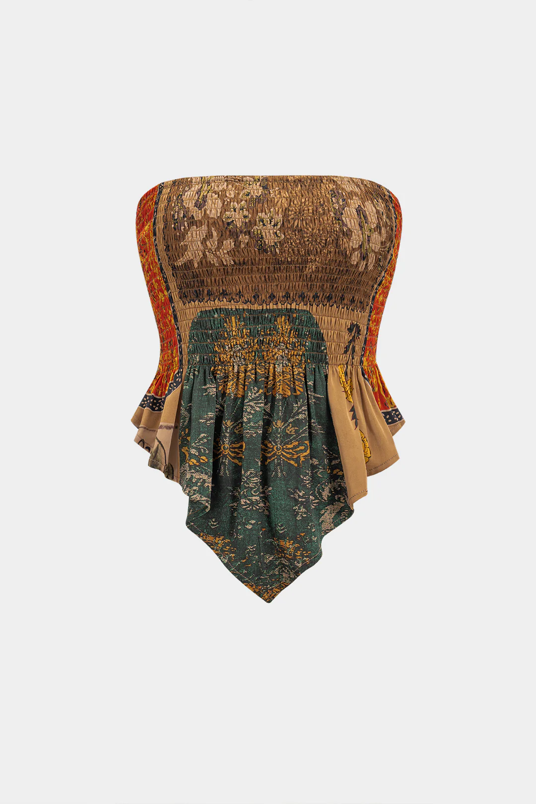 Floral Print Shirred Tube Top