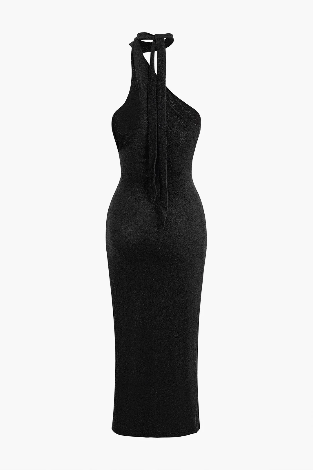 Knitted Asymmetrical Halter Neck Sleeveless Dress