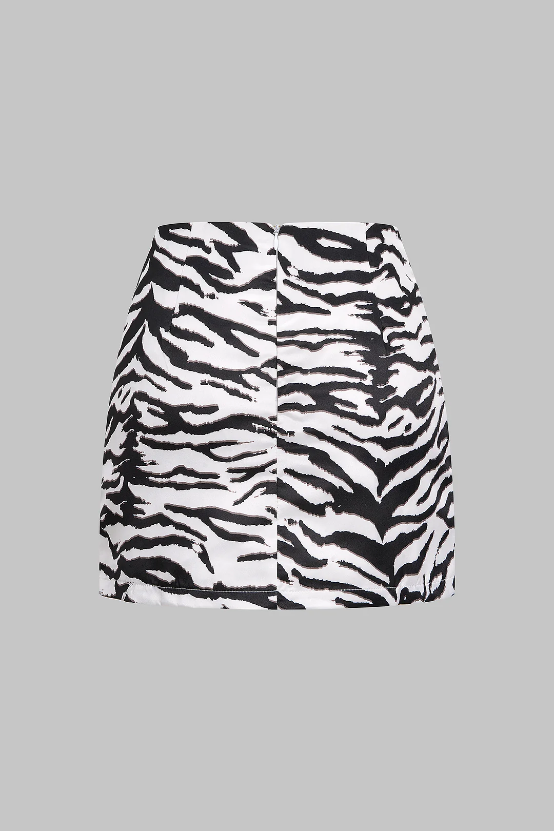 Zebra Stripe Print Zipper Mini Skirt