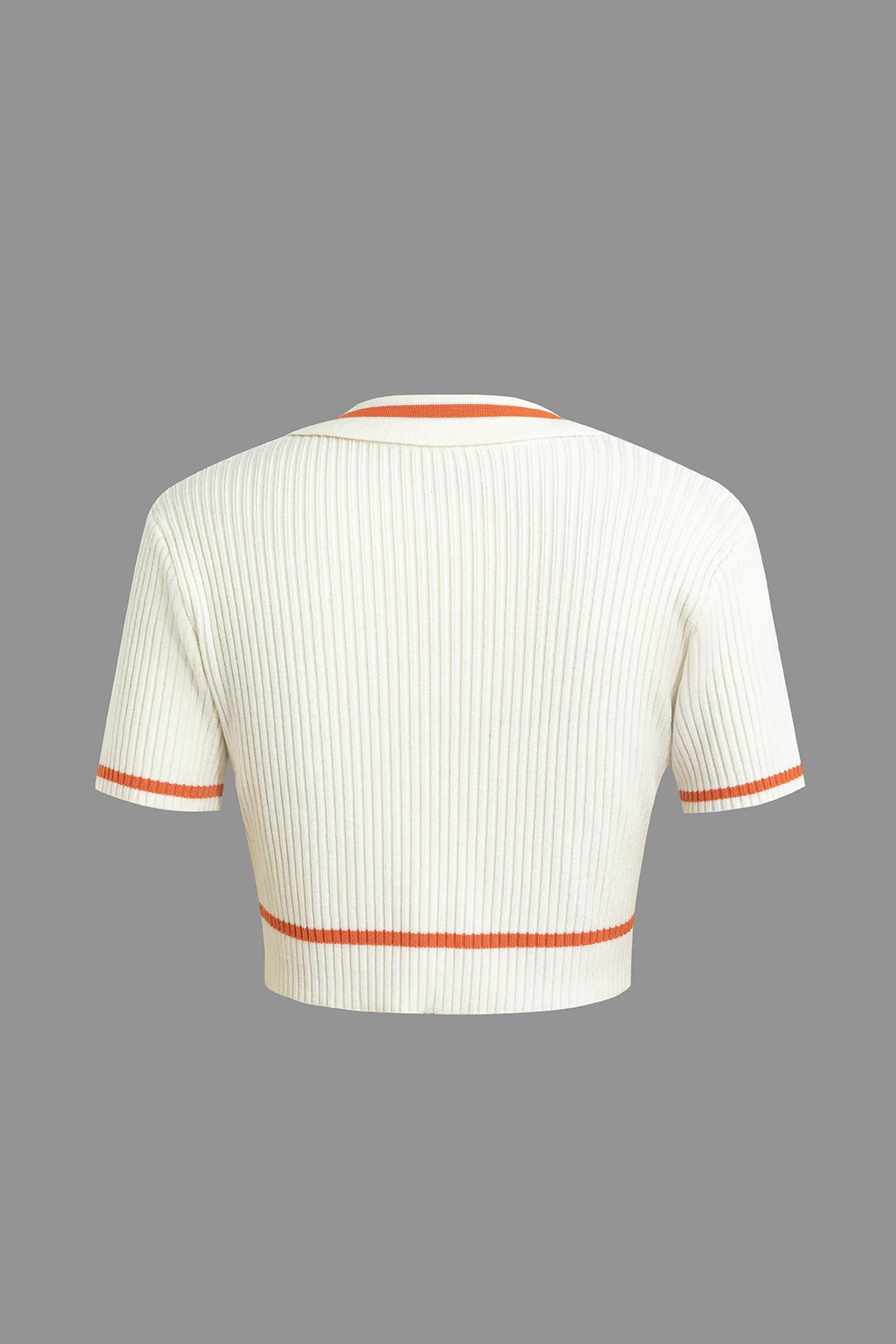 Ribbed Knit Polo Top and Pleated Skirt Combo