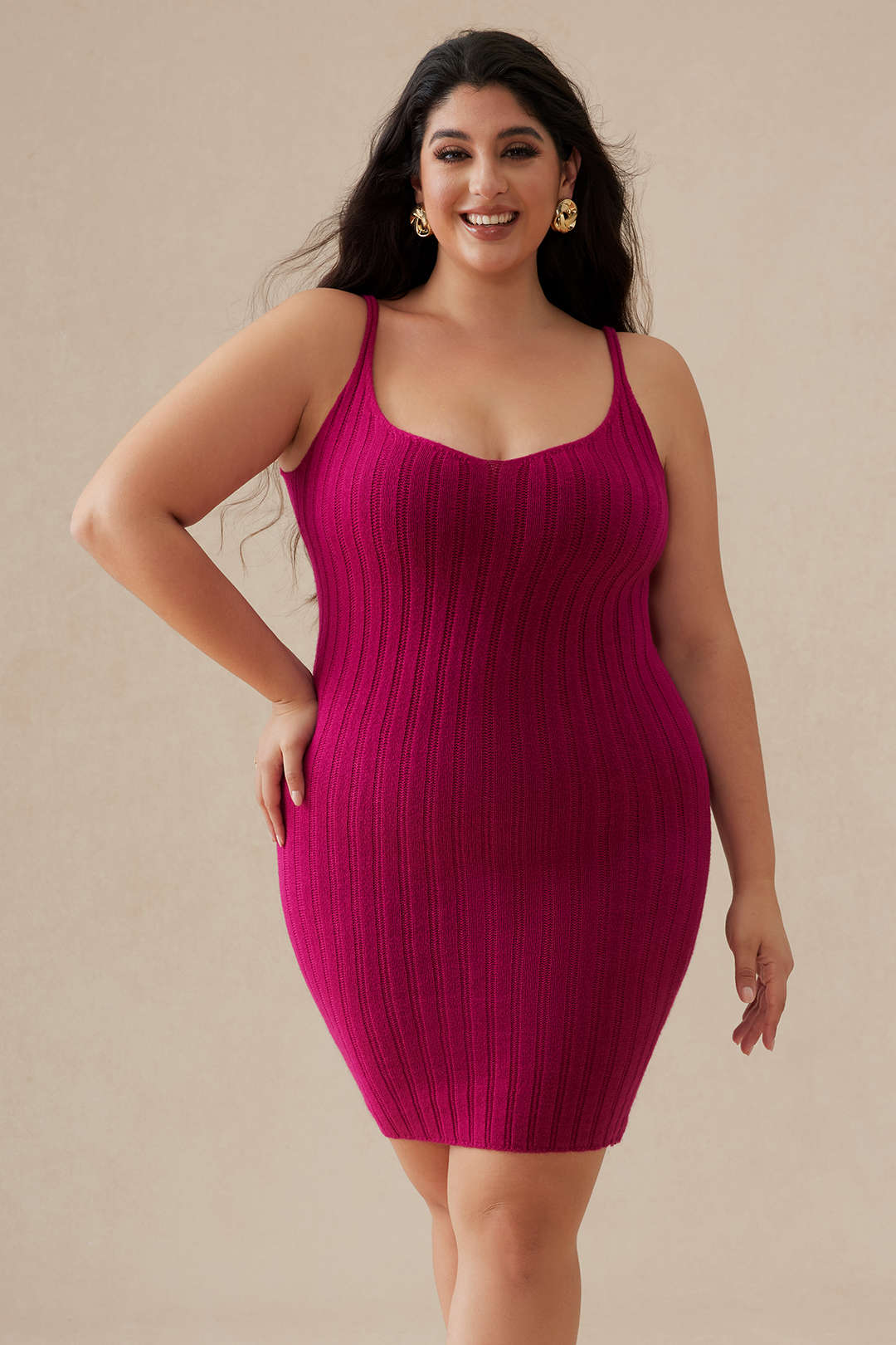 Plus Size Knitted Beaded Two-piece Set