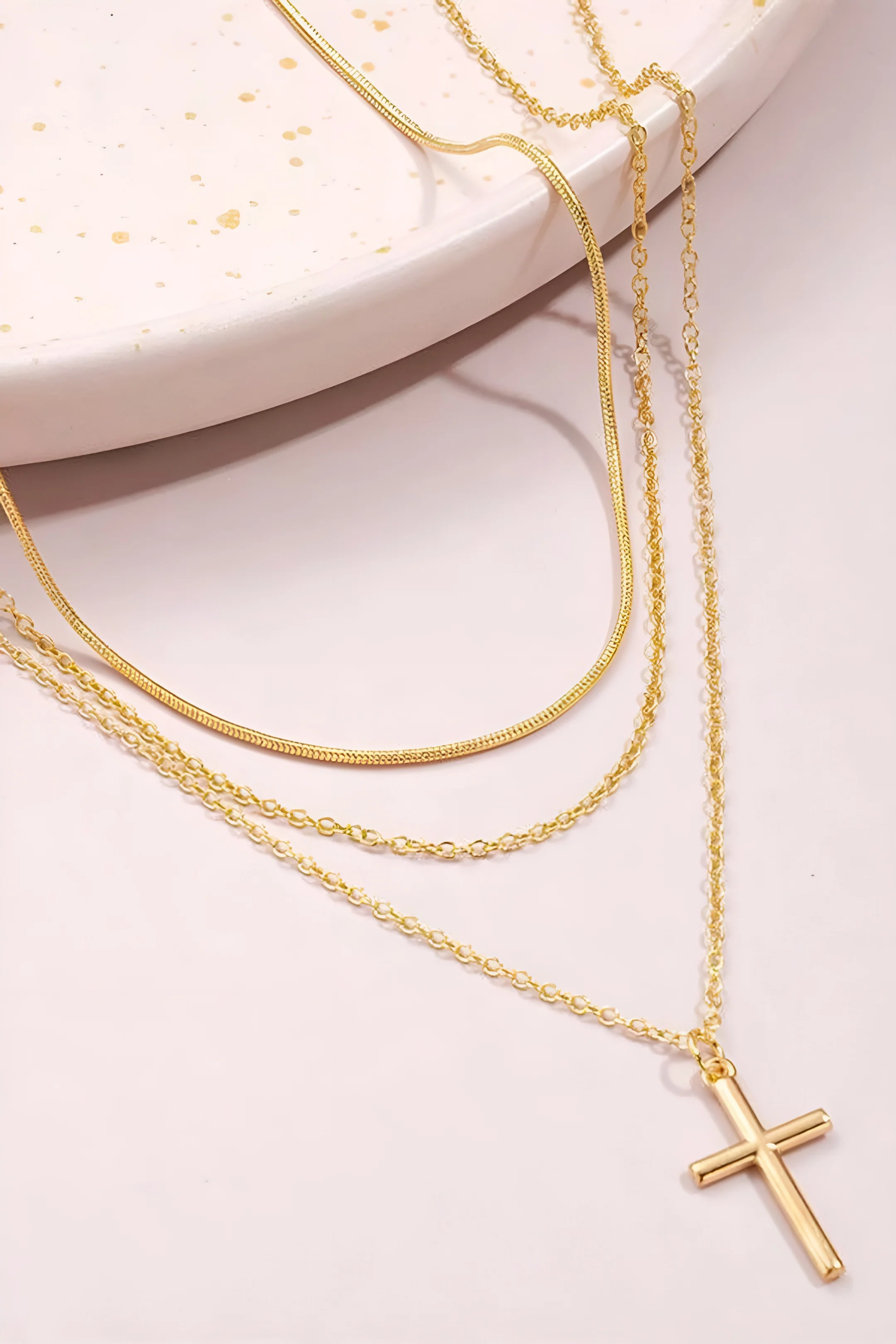 Layered Lock Pendant Chain Necklace