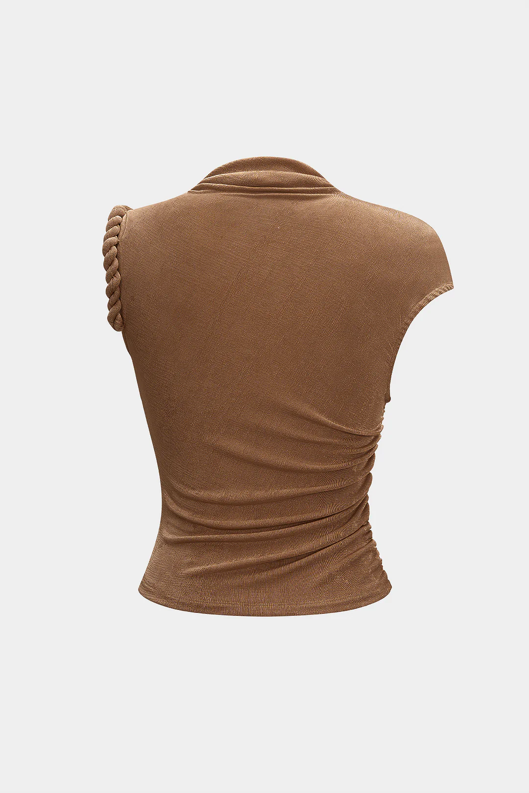 Knit Twist Knot Ruched Asymmetrical Tank Top