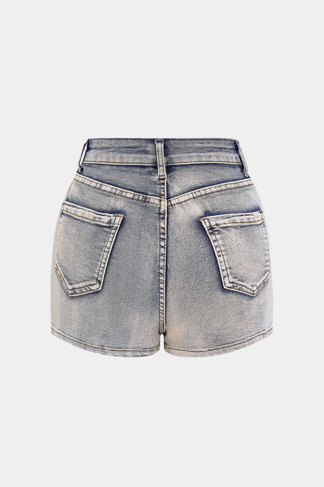 Washed Denim Patchwork Zipper Skirt