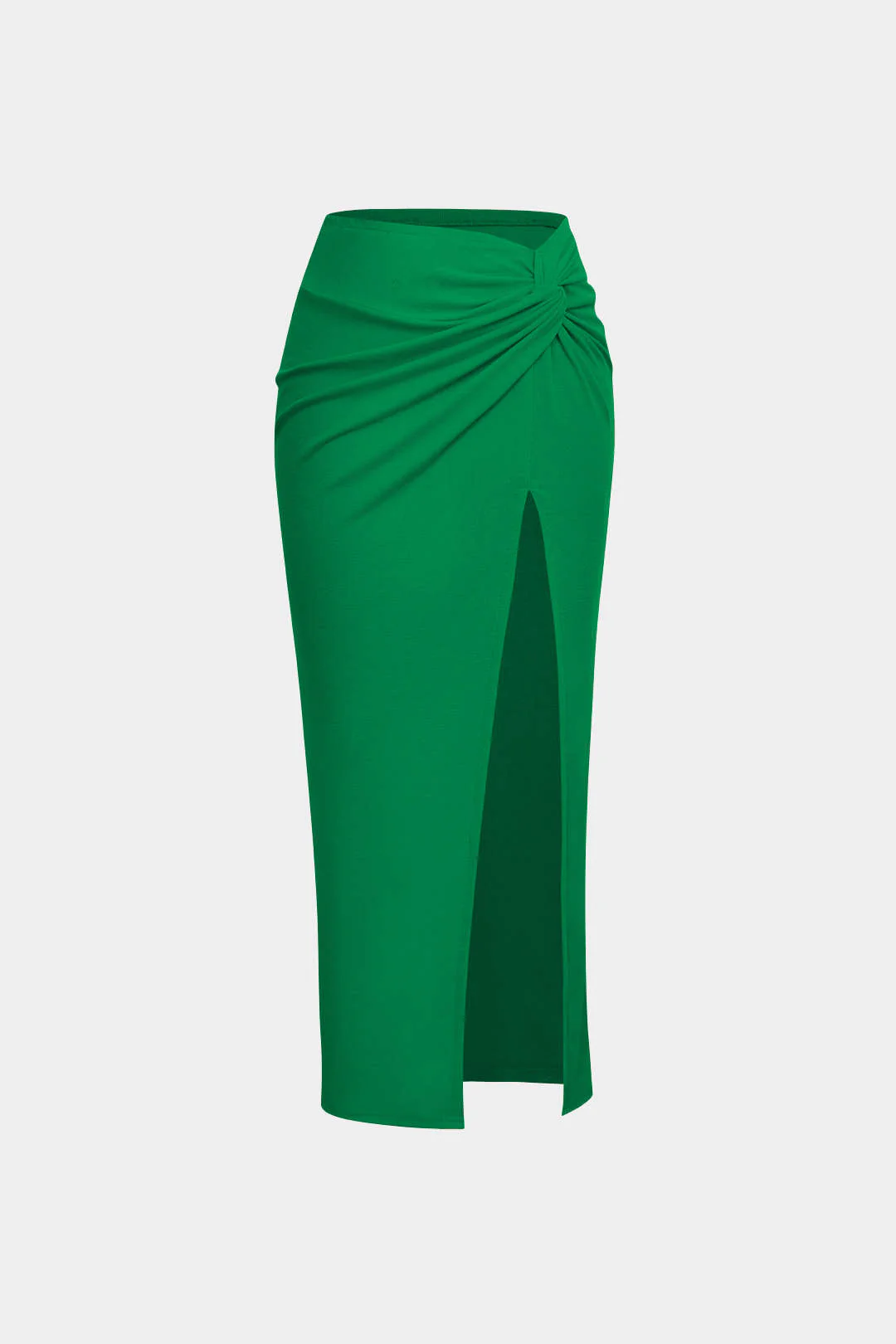 Knot Side Split Knitted Mid-length Skirt