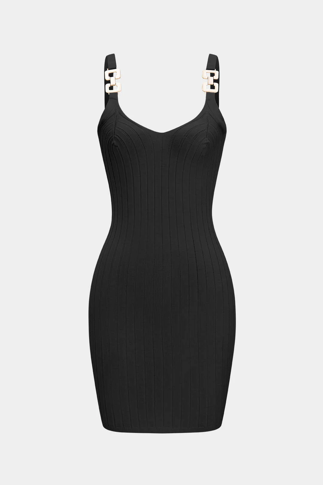 Knit Tank V-Neck Metallic Decor Sleeveless Dress