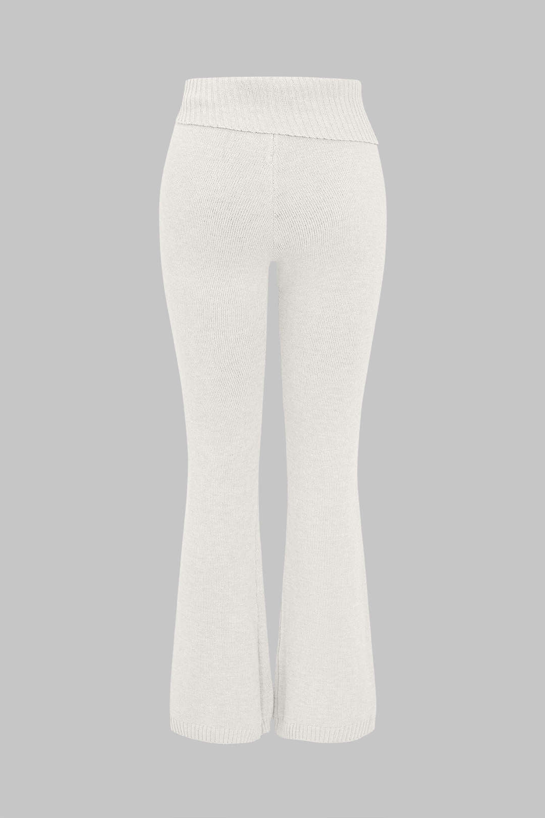 Solid Knit Hooded Top and Asymmetrical Pants Combo