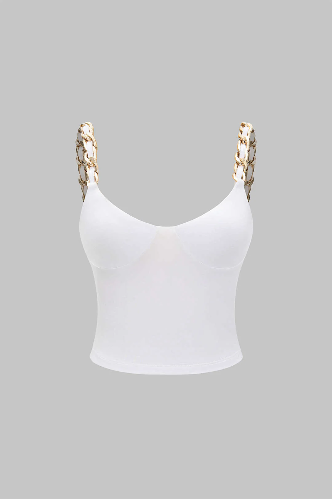 Metallic Chain-Trimmed Semi-Sheer Camisole Top