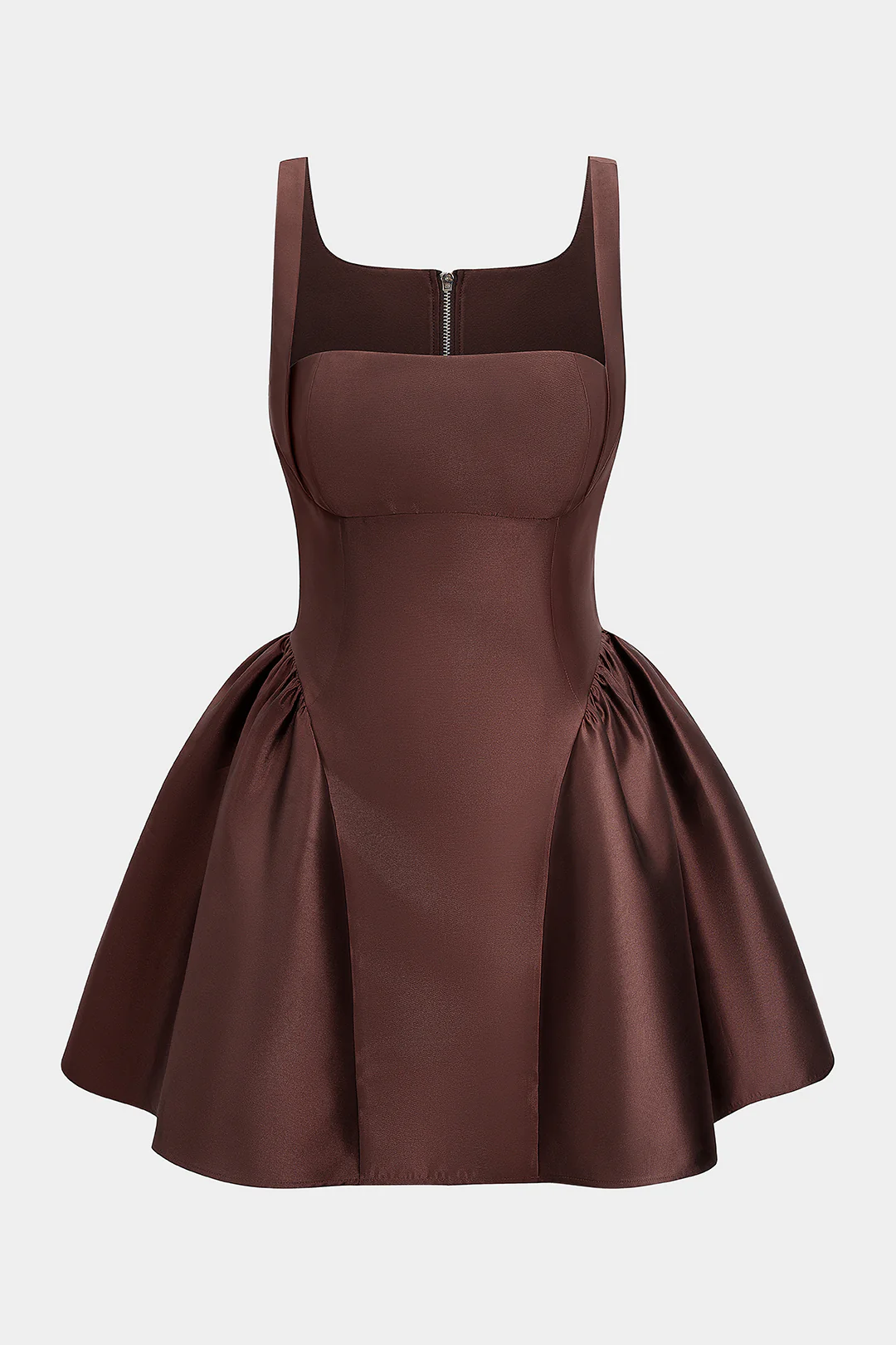 Satin Ruched Sleeveless Mini Dress