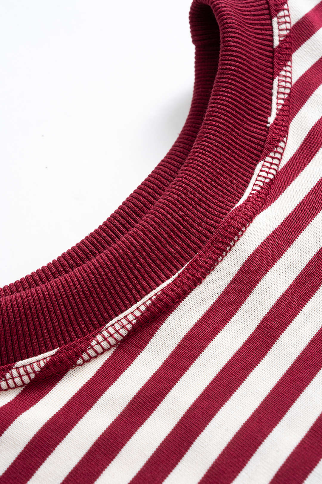 Contrast Striped Print Round Neck Long Sleeve Top