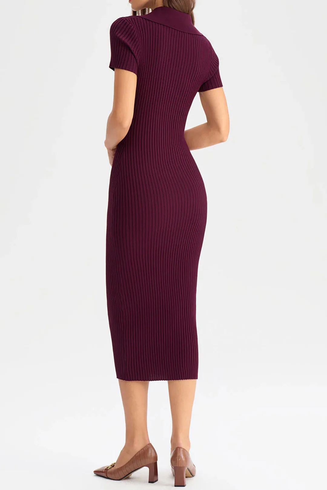 Knit Ribbed Short Sleeve Dress