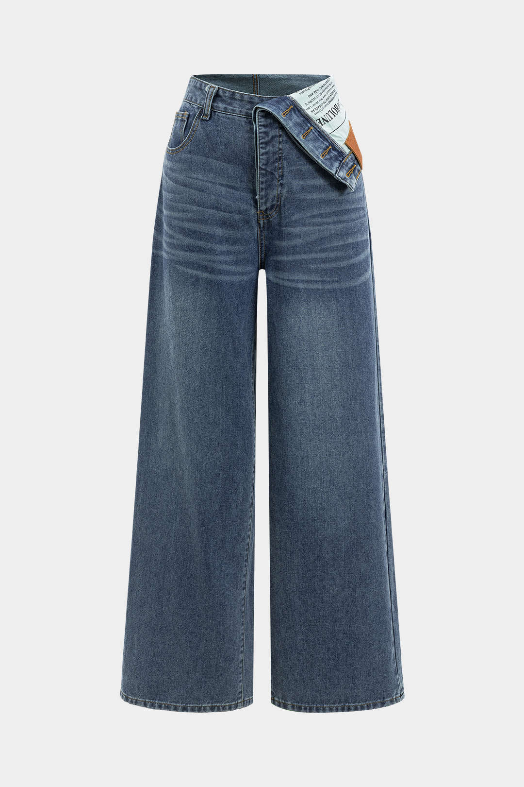 Asymmetrical High Waist Denim Jeans