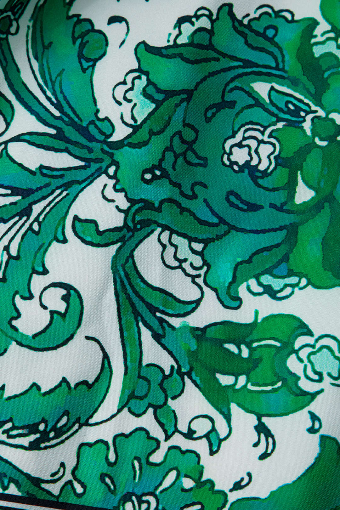 Tropical Branches Floral Print Satin Long-Sleeve Top And Shirred Waistband Trousers Set