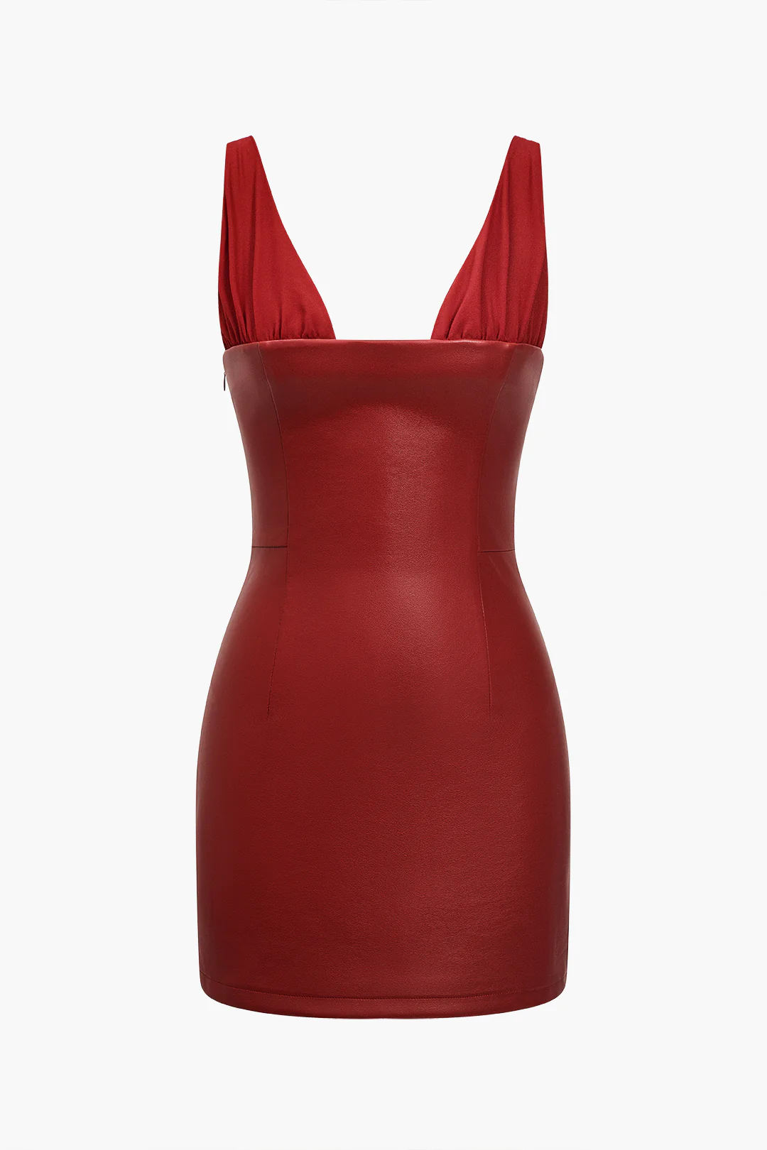 Solid Faux Leather Backless Mini Dress