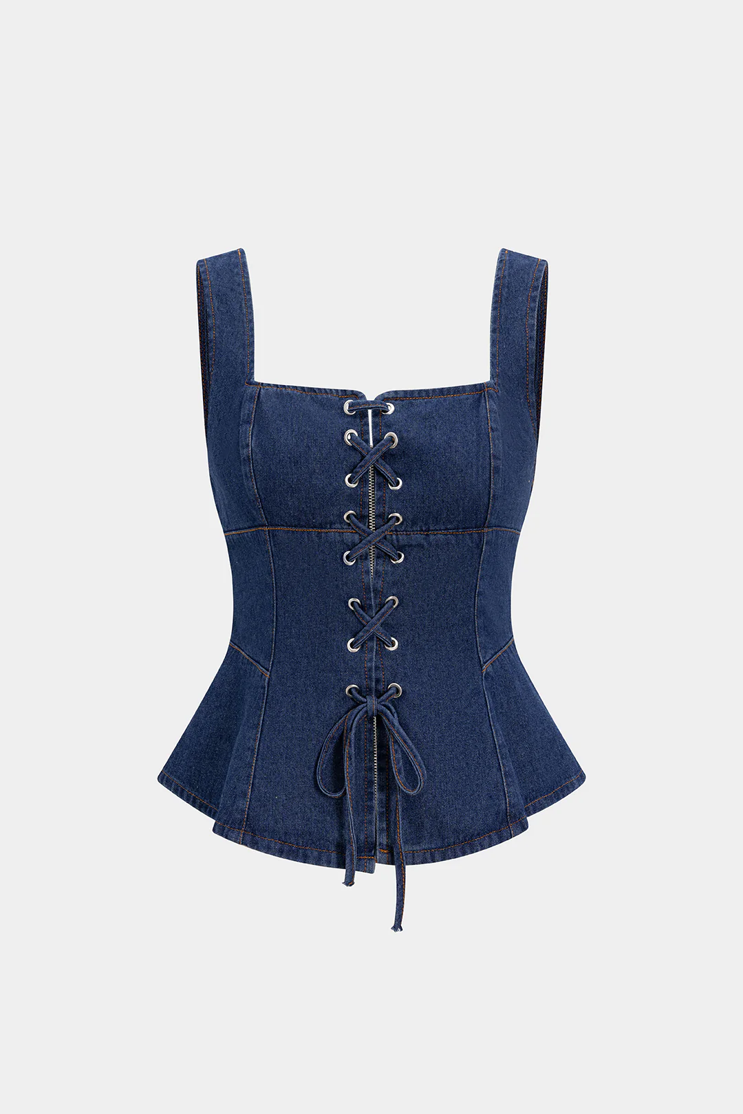 Denim Tie-Up Cropped Top