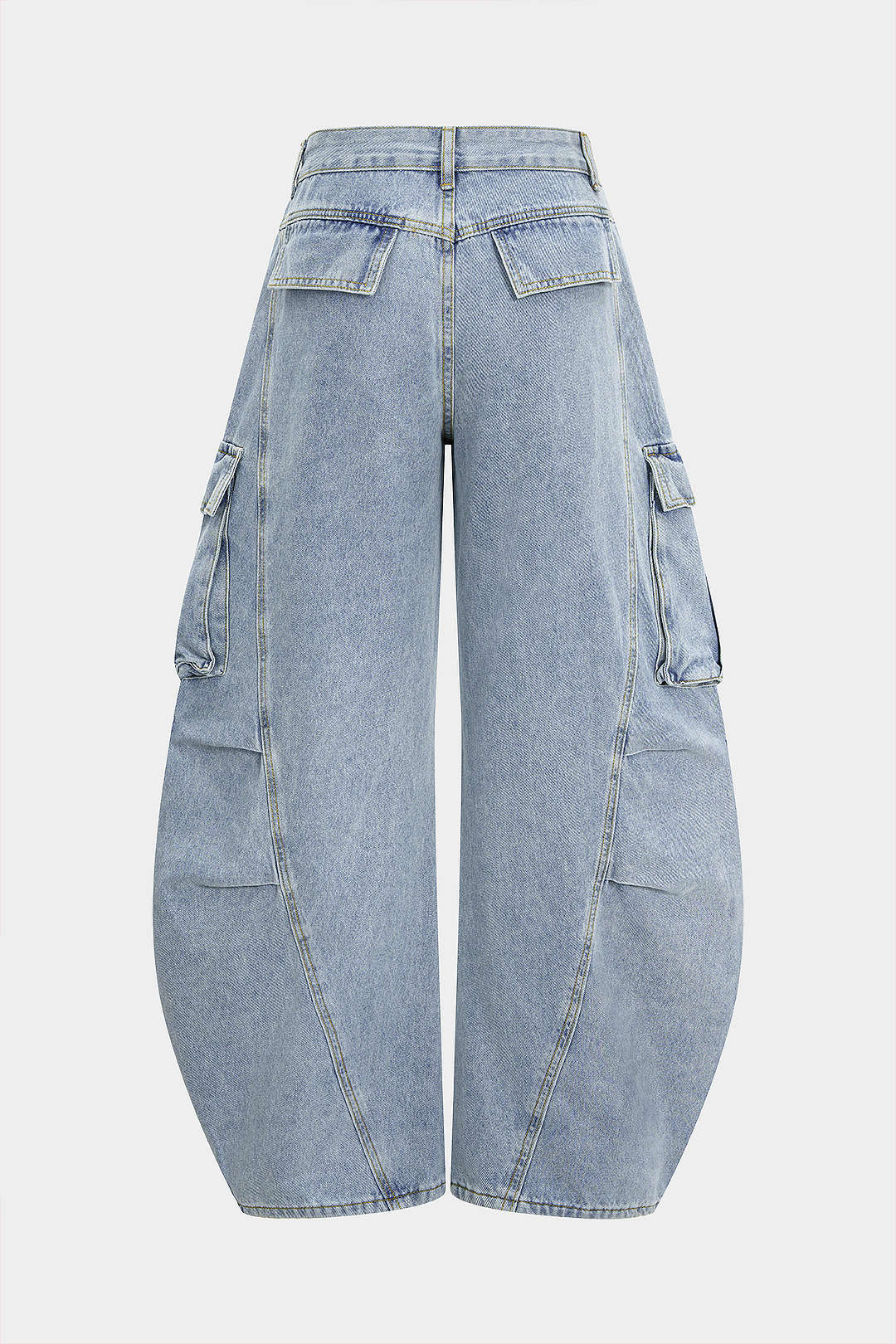 Denim Wide Leg Pocket Barrel Jeans