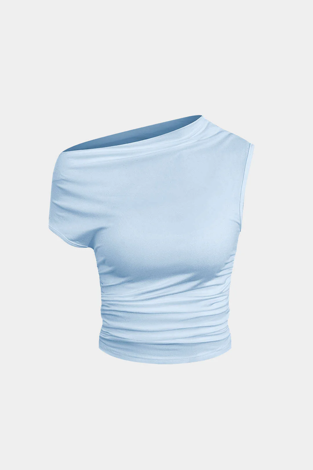 Asymmetrical Ruched Crop Top and Tie Mini Skirt Set