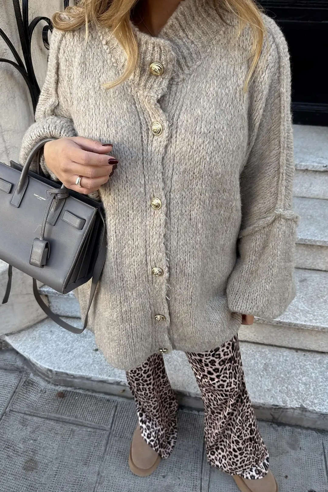 Button-Up Ribbed Knit Cardigan Sweater