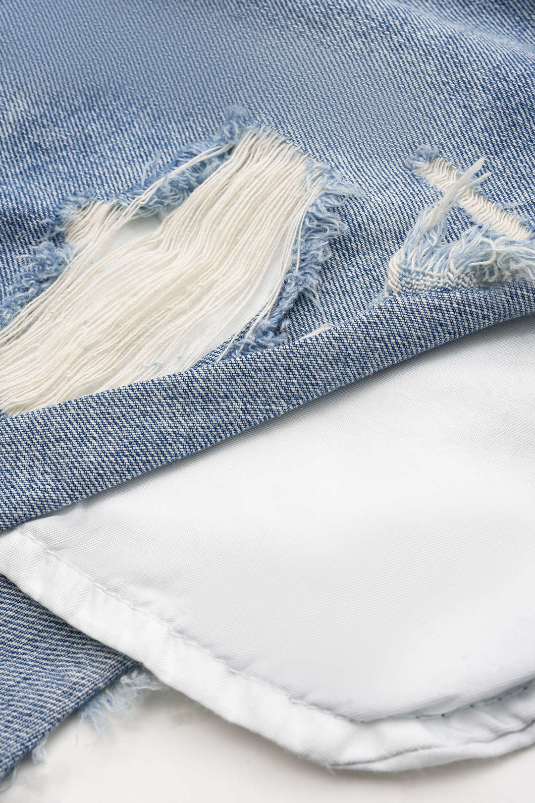 Denim Washed Ripped Frayed High Waist Shorts