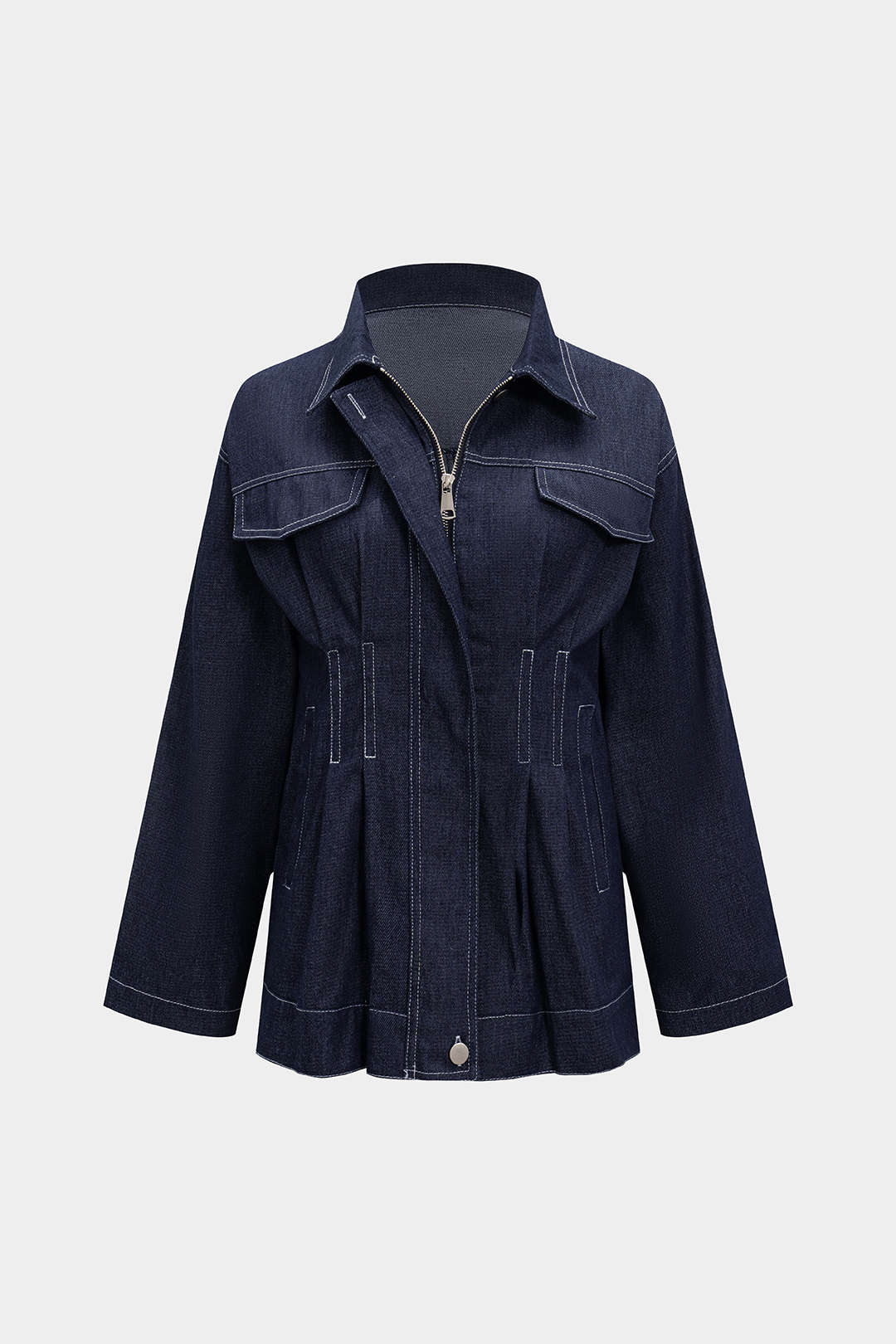 Pleated Denim Outerwear