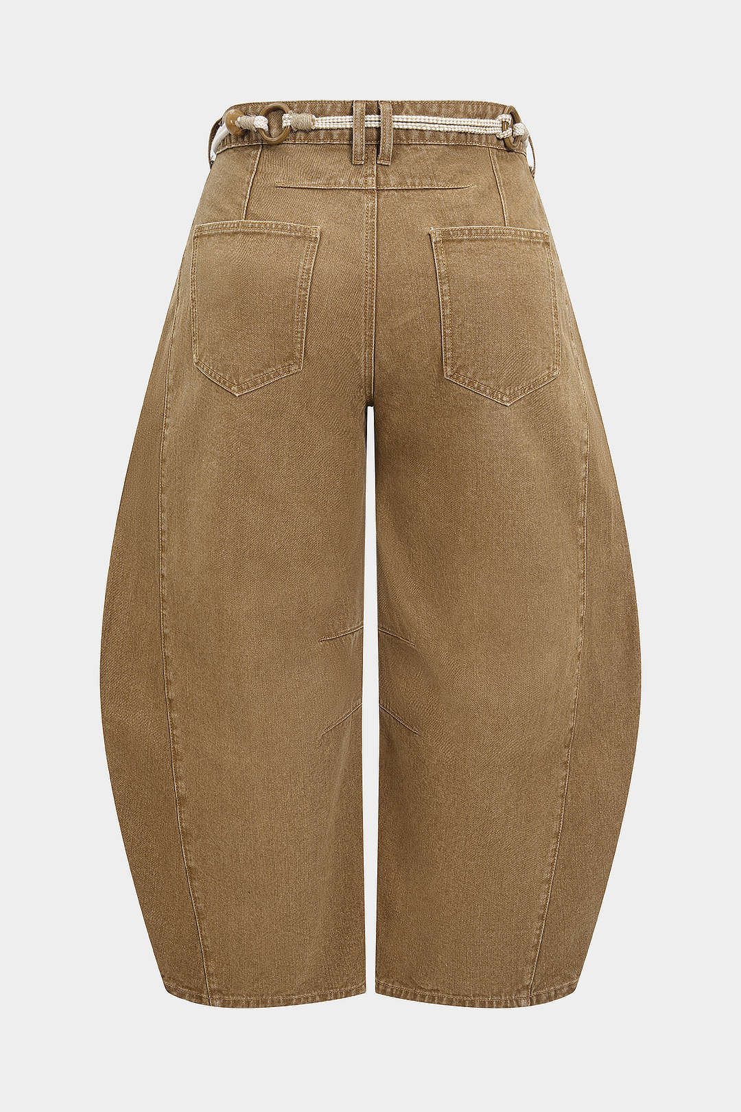 Plus Size Low Waist Beaded Belted Denim Jeans