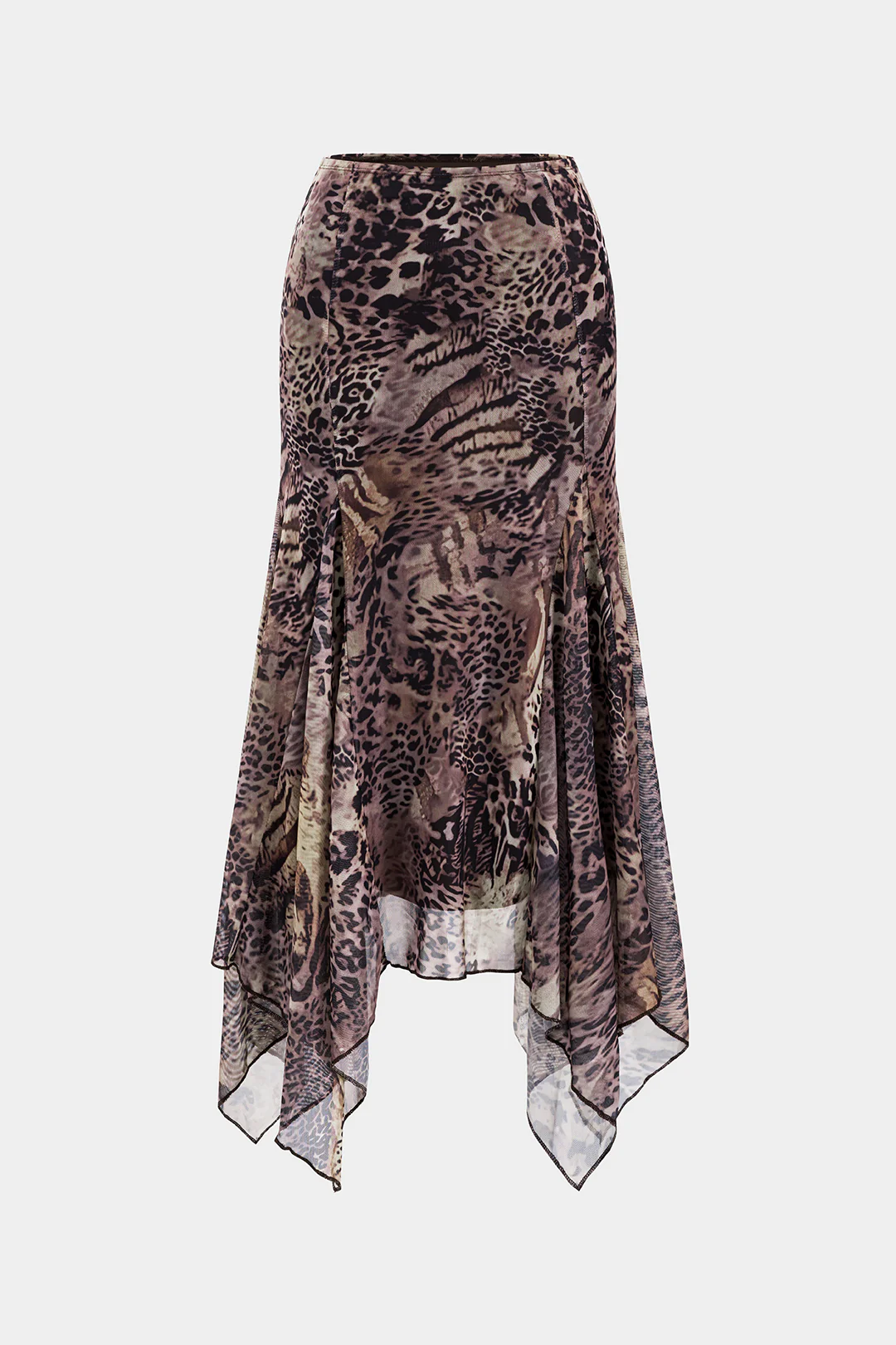 Leopard Print Irrgular Hem Skirt