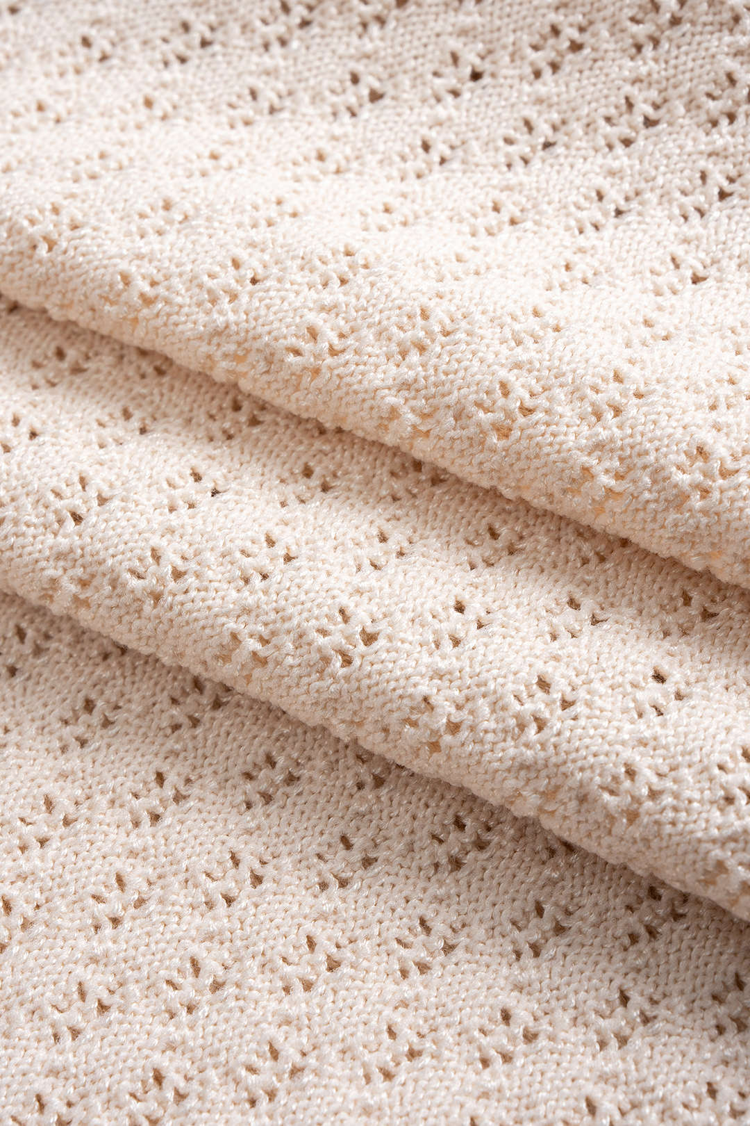 Knit Hollow-Out Button Short-Sleeve Top and Skirt Set