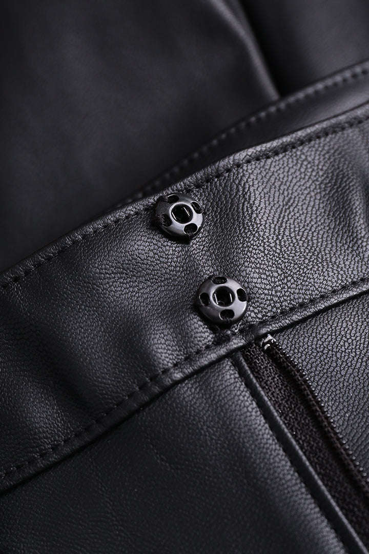 Faux Leather Straight-Leg Trousers