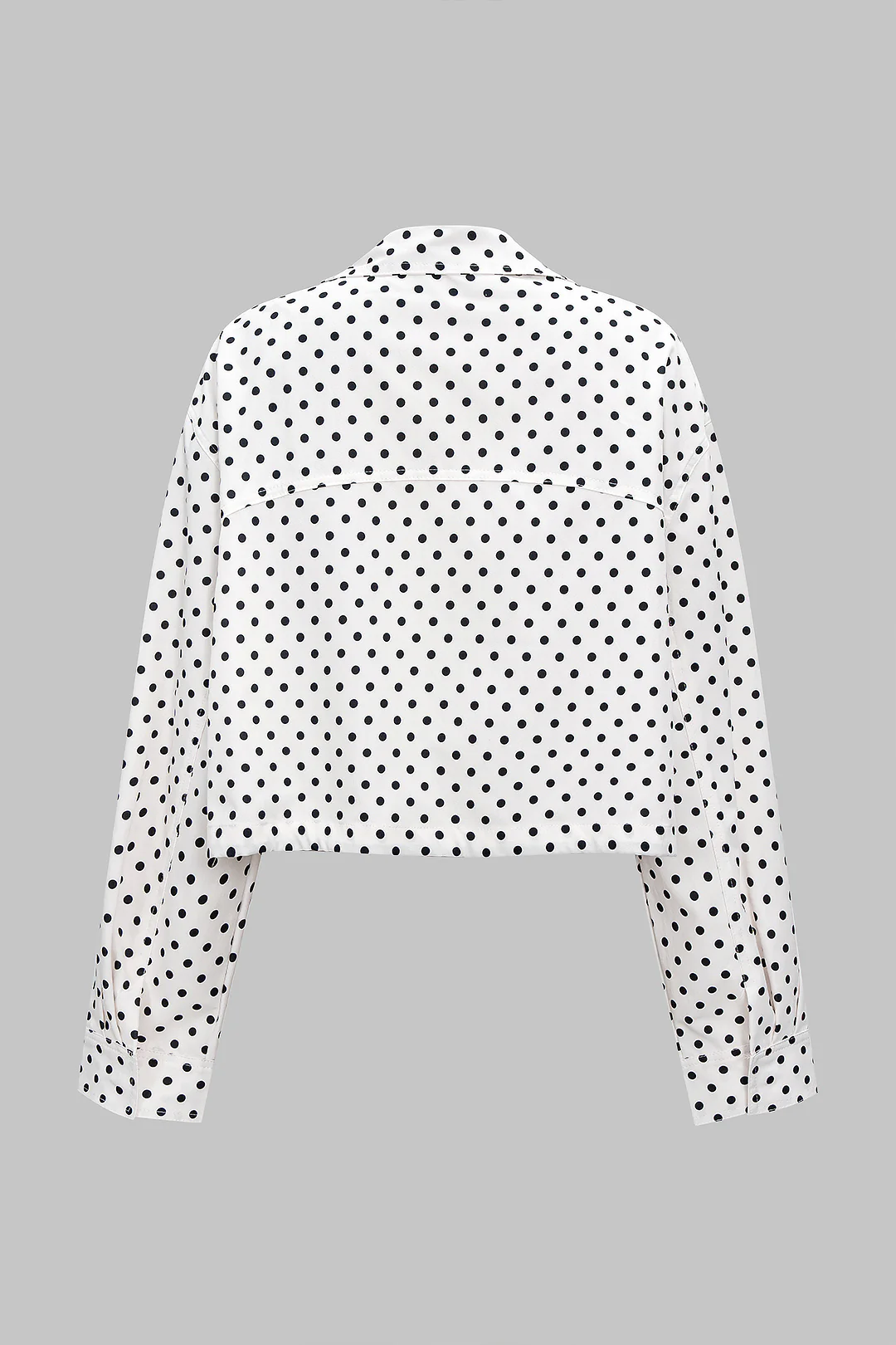 Polka Dot Print Zippered Long Sleeve Top