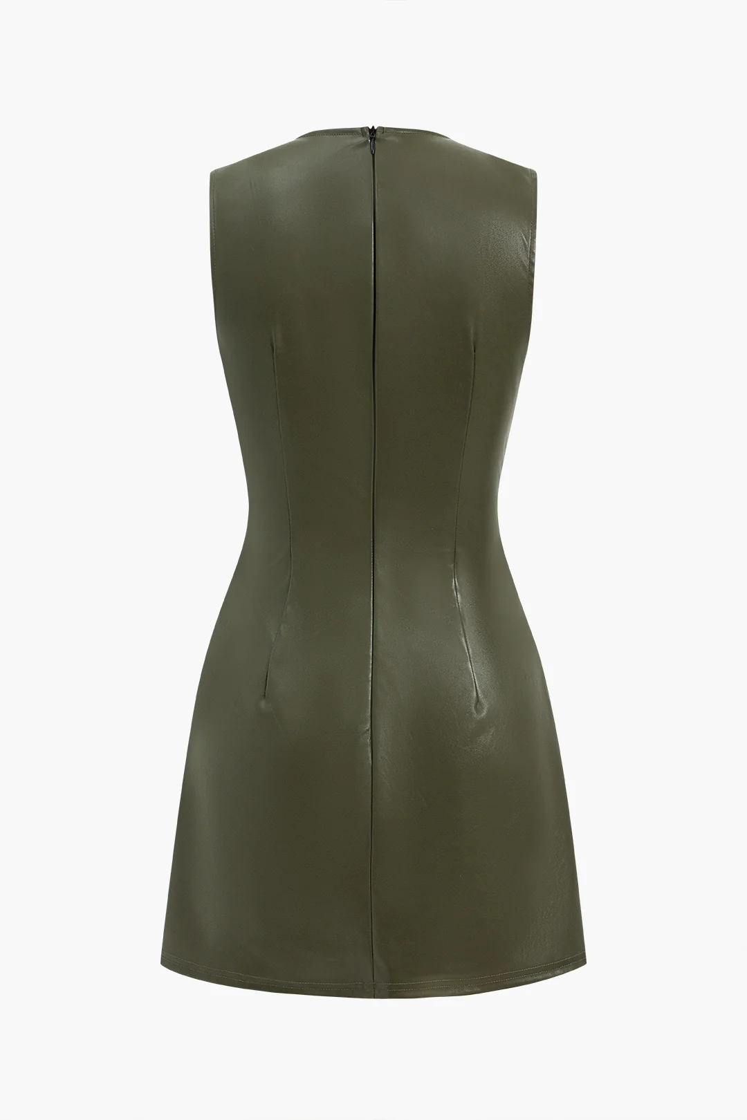 Artificial Leather Sleeveless Short Dress