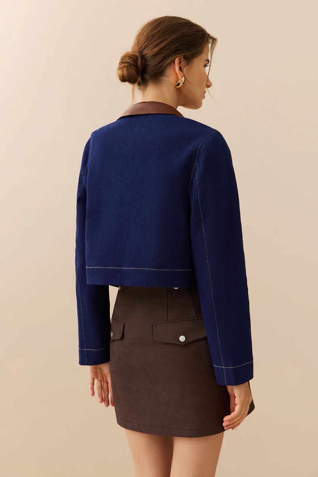 Denim Patchwork Button Pocket Outerwear