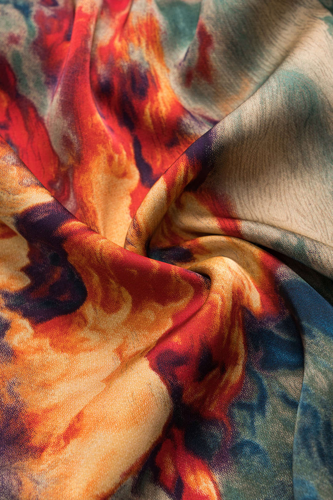 Plus Size Satin Watercolor Print Drawstring Ruched Slip Sleeveless Mini Dress