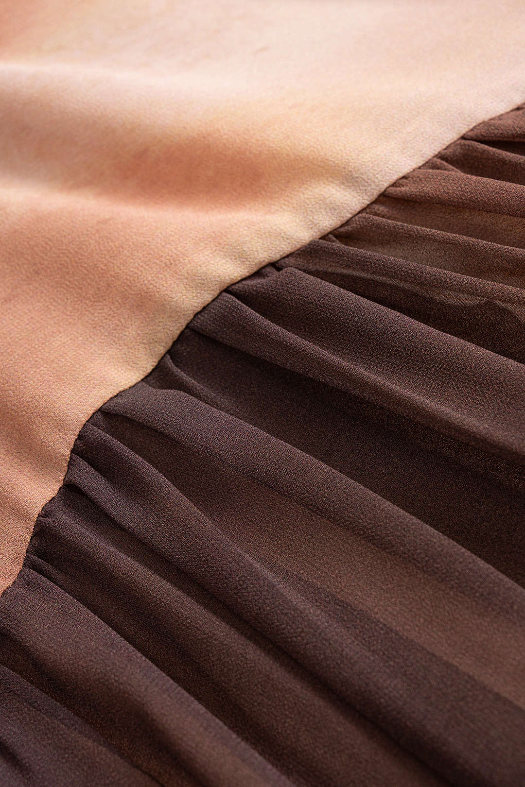 Tie Dye Ombre Print Chiffon Button Ruffle Long Sleeve Blouse