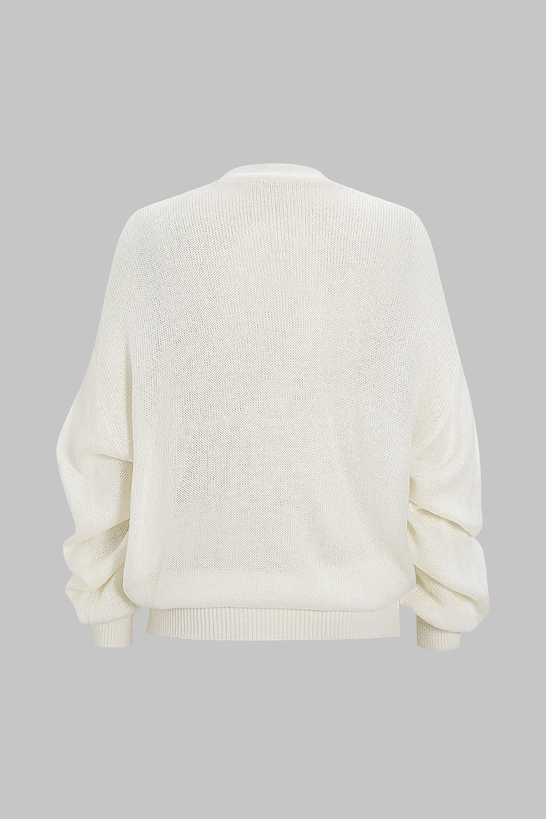 Knit V-Neck Button Long-Sleeve Top