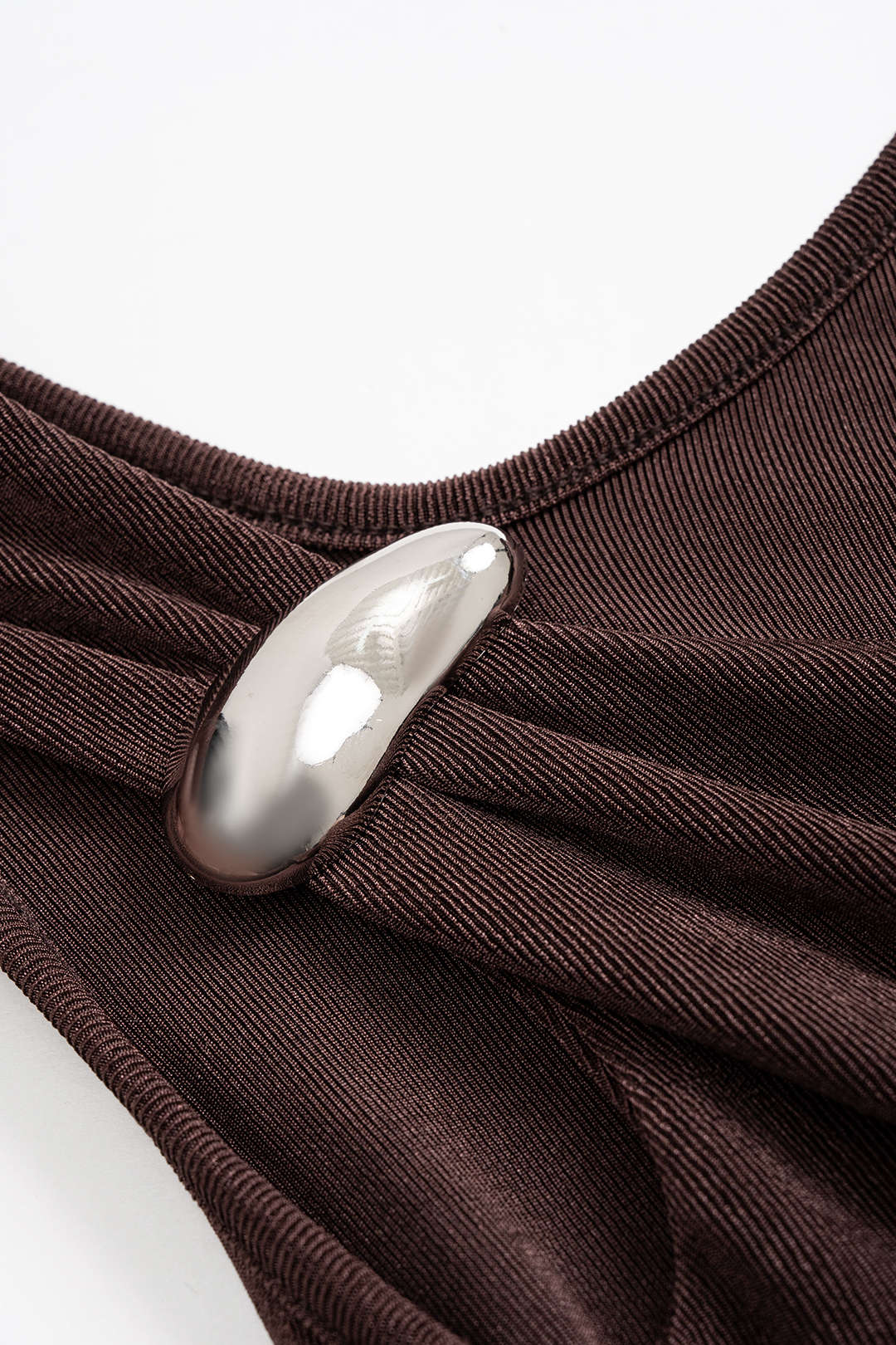 Metallic Decor Asymmetrical Neck Tank Top