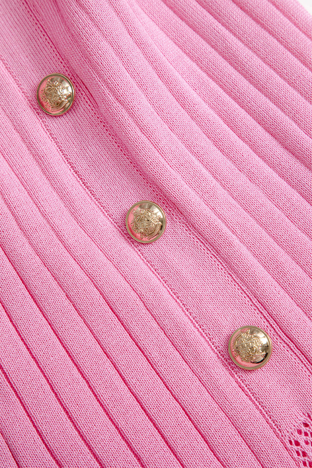 Solid Knitted Buttoned Round Neck Short Sleeve Dress