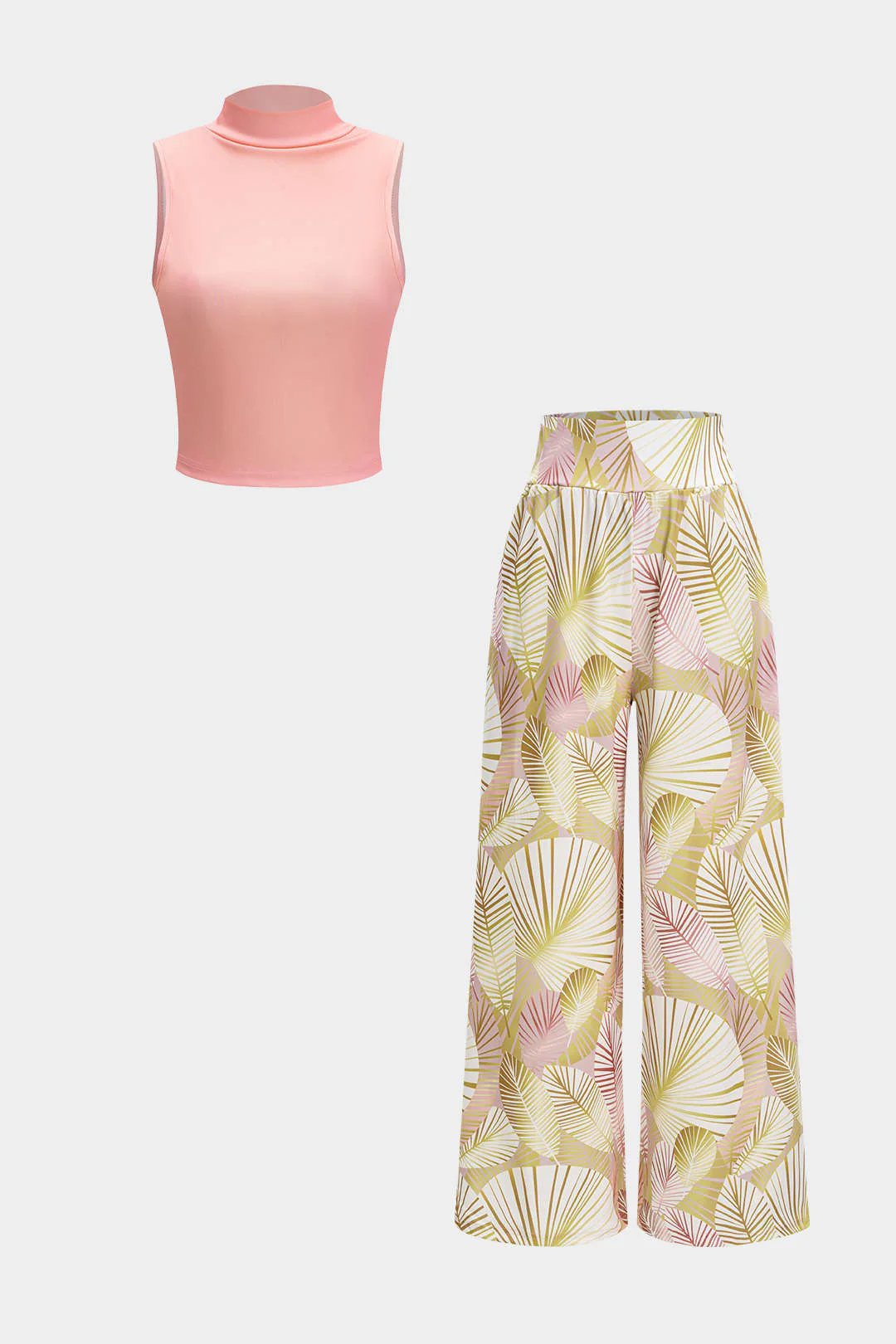 Sleeveless Tank Top and Geometric Pattern Pants Set