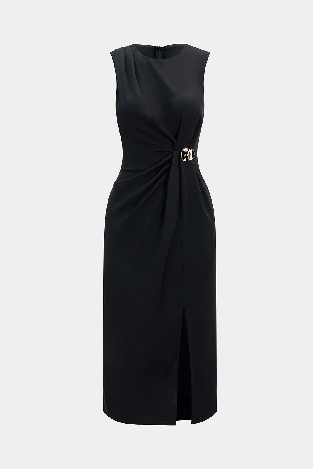 Metallic Decor Ruched Sleeveless Maxi Dress