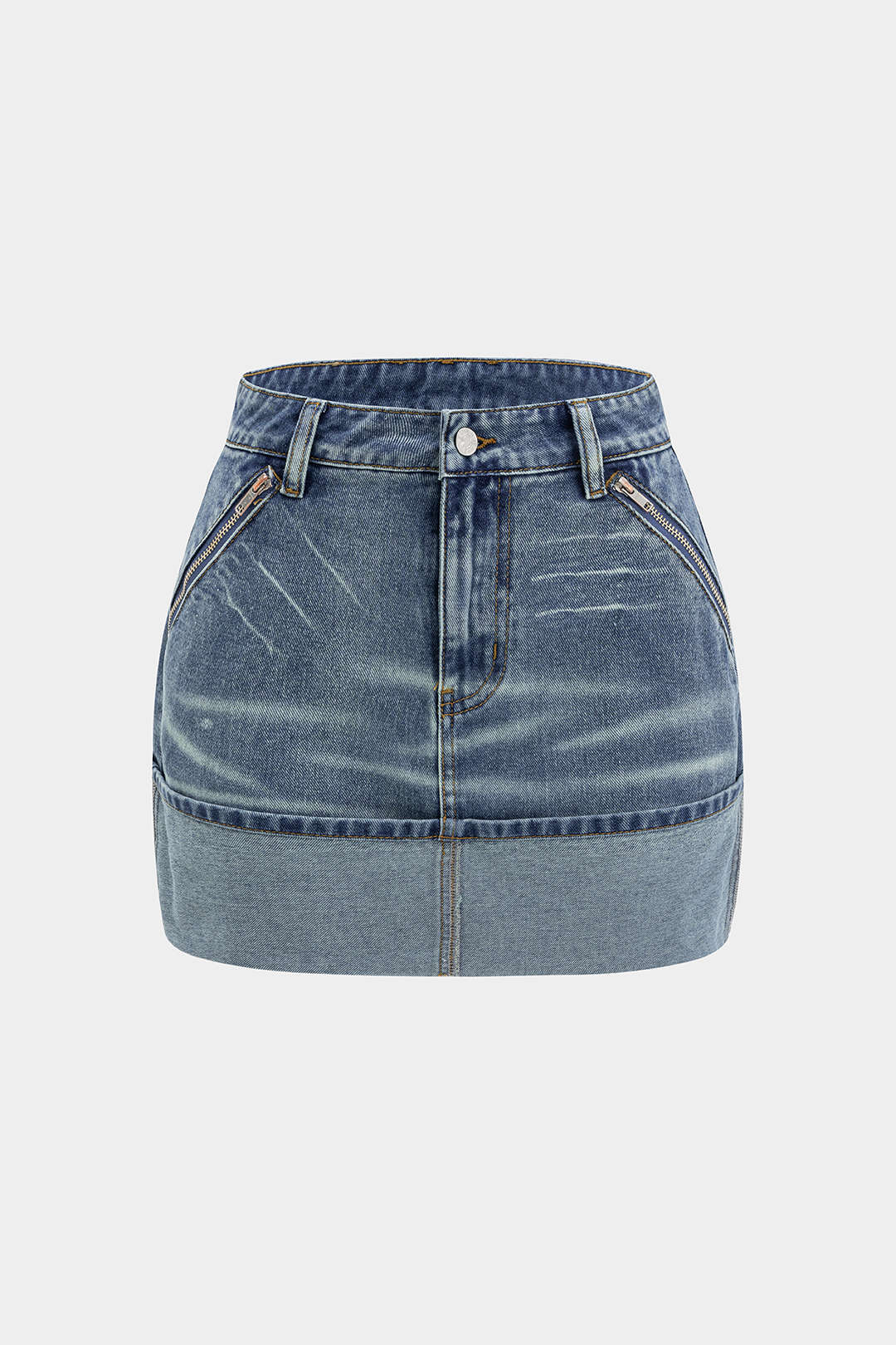 Washed Denim Pocket Skirt