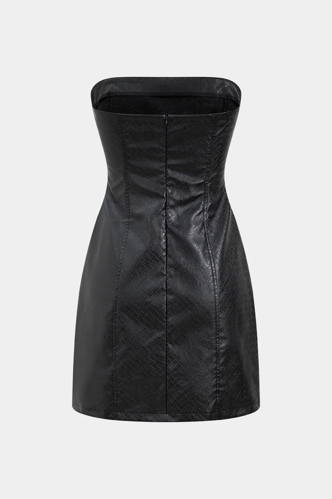 Faux Leather Strapless Sleeveless Mini Dress