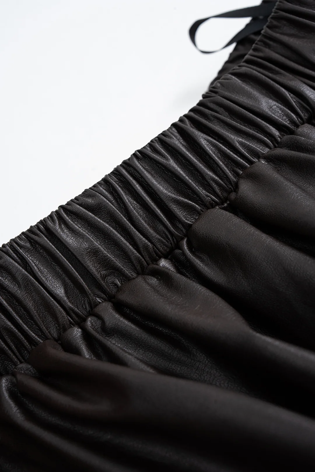 Faux Leather Ruched High-Waisted Skirt