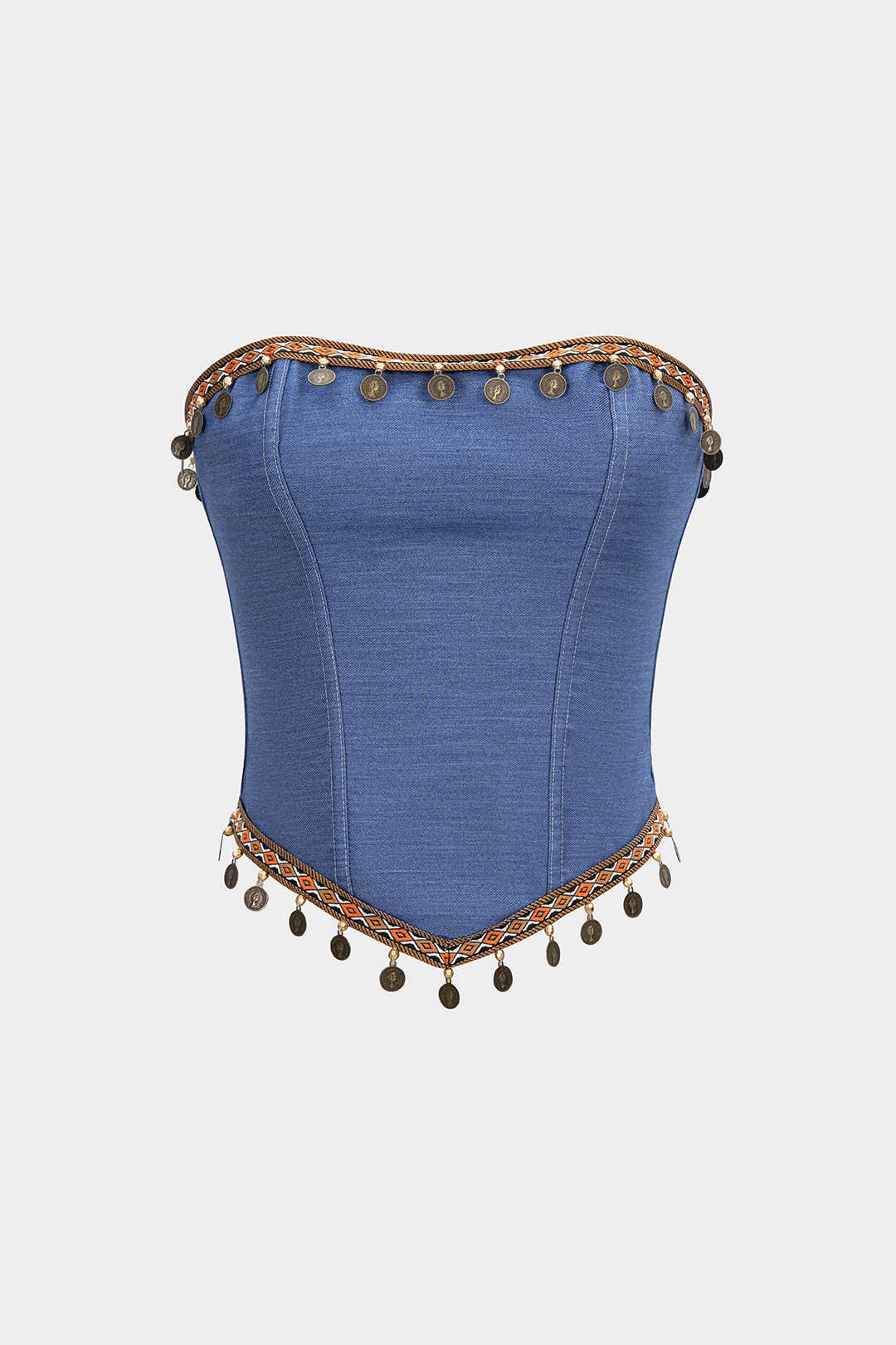 Fringe Trimmed Strapless Tube Top